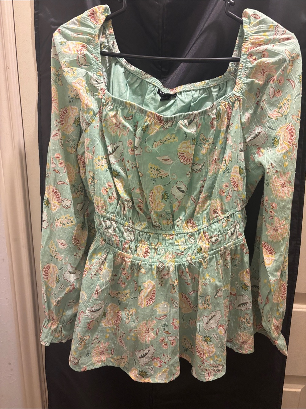 torrid Mint Floral Smocked Peplum Blouse